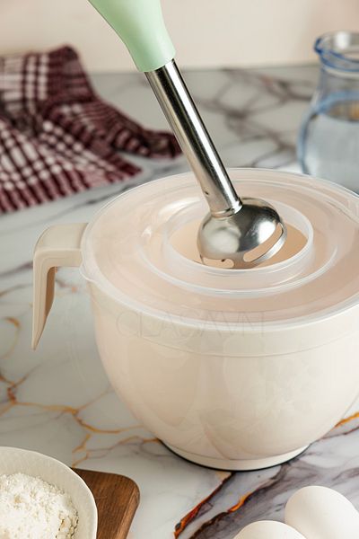 clasavm 3 Liter Mixer Bowl Whisk Container with Lid |   Cream Mixing Bowl