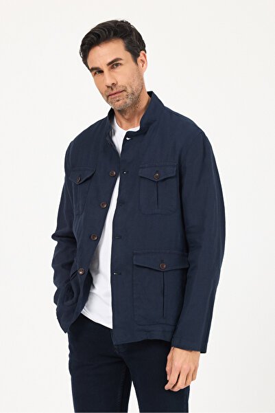 ENQUE Чоловічий коричневий 100% льняний неколючий літній піджак з великою кількістю кишень