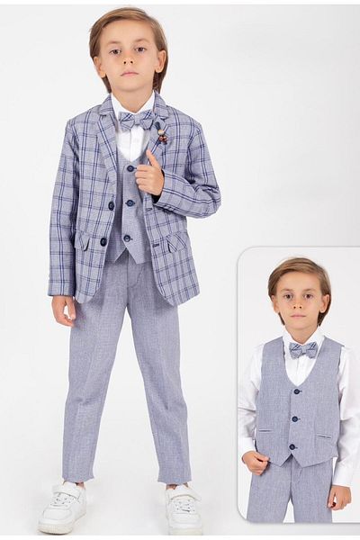 DFN Plaid Jacket Vest Sports Suit