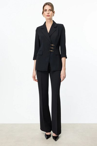 Ekol Wide Leg Pocketless Trousers Black 04226