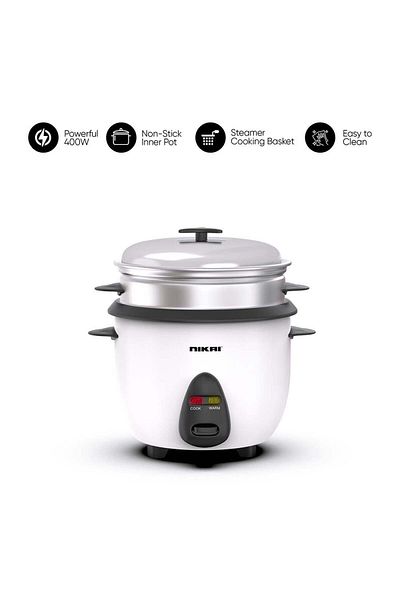 Nikai 2-In-1 Rice Cooker With Steamer, Non-Stick Convenience Pot