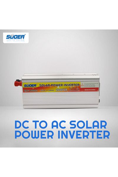 Suoer 2000VA Solar Power Inverter - 12V DC to 230V AC, Pure Sine Wave, SUA-2000A
