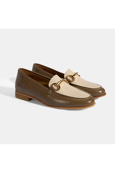 Desa Дамски мокасини с метален аксесоар Mink, лачена кожа