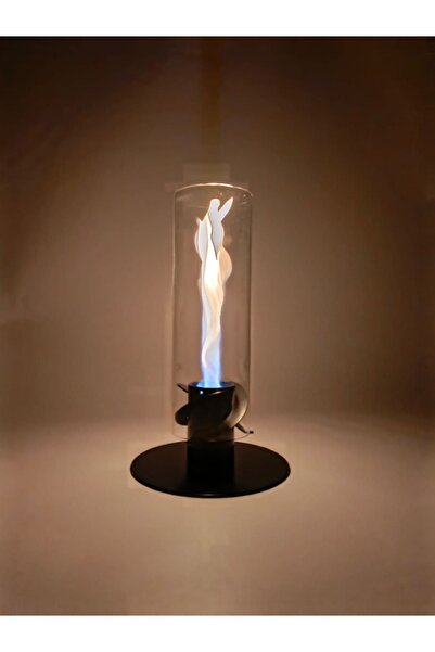 TRİZONE TASARIM Fire Love Metal Siyah Renk Masaüstü Taşınabilir Lamba Şömine ...