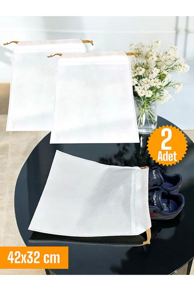 Balkan Room 2 Pcs White Drawstring Shoes Storage Bag Multipurpose Closet Drawer Suitcase Organizer