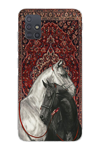 moonset Samsung Galaxy A71 Uyumlu Atlar Tasarımlı Baskılı Şeffaf Telefon Kılıfı