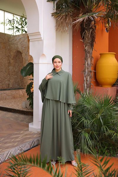 Nissra Ankanoor Collared Cape Dress Anka 255084