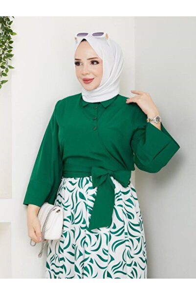 SHİROSA φούστα πουκάμισο με λεπτομέρεια φιόγκου διπλό σετ