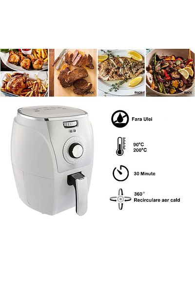 SOKANY Friteuză fără ulei Se-3010, 1500w, 5l, control al temperaturii, albă