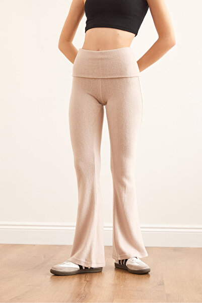 Olalook Kadın Taş Beli Katlamalı İspanyol Paça Yumoş Taty TYT-19000091