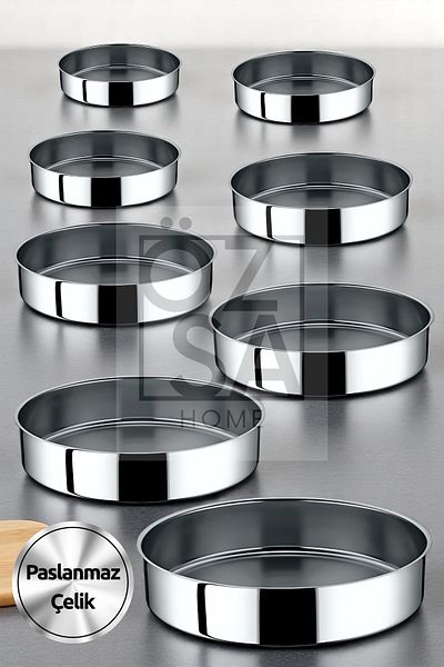 ÖzSa Home 8 Piece Stainless Steel Round Baking Tray Set