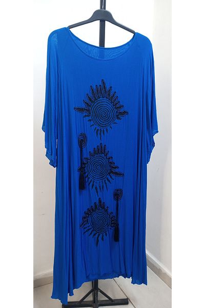 AKŞEN GİYİM Plus Size Authentic Cotton Voile Short Sleeve Lined Dress Suitable for Sizes 42-44-46-48-50-52