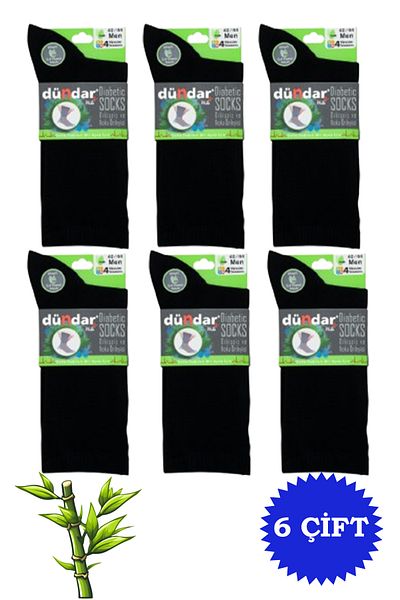 Dündar Men's Bamboo Diabetic Long Socks 4 Seasons 6 Pack