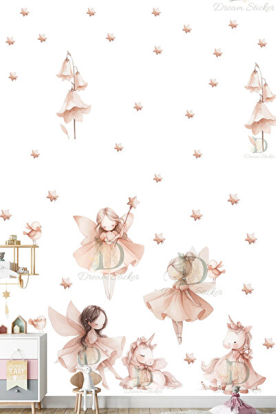 KT Decor Set de autocolante de perete pentru camera copiilor cu balerinii mag...