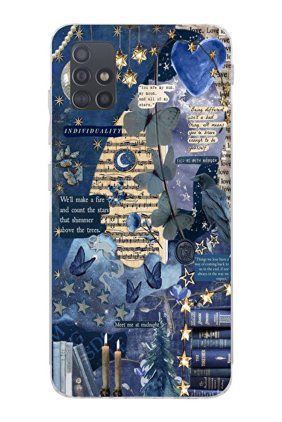 moonset Samsung Galaxy M31S Uyumlu Kolaj Tasarımlı Baskılı Şeffaf Telefon Kılıfı