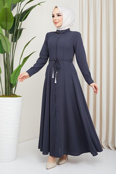 hafsamina Anthracite Pleated Mevlana Ferace