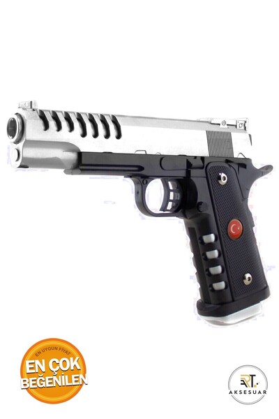 BambaPaw Boncuk Atan Tabanca - Renkli 22 Cm Kaliteli Boncuklu Tabanca + 300 Boncuk Mermi