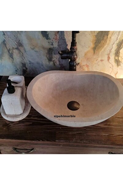 SİPAHİMARBLE Klasik Traverten Tezgah Üstü Kayık Lavabo