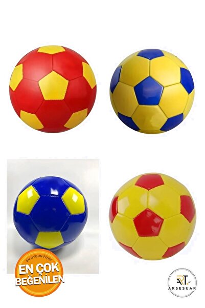 BambaPaw Taraftar Futbol Topu Dikişli 5 No Renkli - Renkli Dikişli Futbol Topu