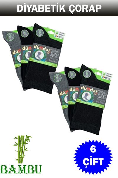 Dündar Women's Bamboo 4 Season Diabetic Long Socks 6 Pack