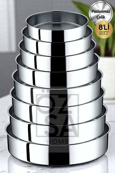 ÖzSa Home 8 Piece Stainless Steel Round Baking Tray Set