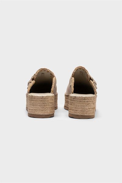 Milaura Women's Cream Suede Espadril Genuine Leather Slippers 20465