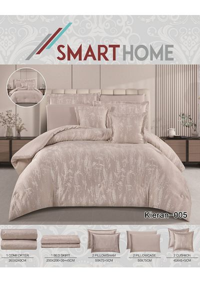 smart home Bridal Jacquard Duvet Set for Two People, Reversible System, 8-Piece Bedspread, 100% Microfiber, Duvet Size 260 x 240 cm