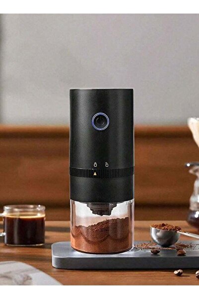 TOSCANA U مطحنة قهوة كهربائية محمولة قابلة لإعادة الشحن بمنفذ USB-C باللون الأسود