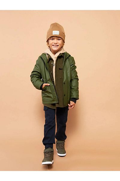 LC Waikiki Lcw Kids Green Hooded Basic Boy's Coat