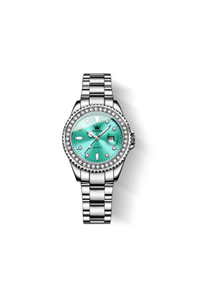 OLEVS Ceas De Dama Cs1550, Otel Inoxidabil, Argintiu, Cadran Turcoaz