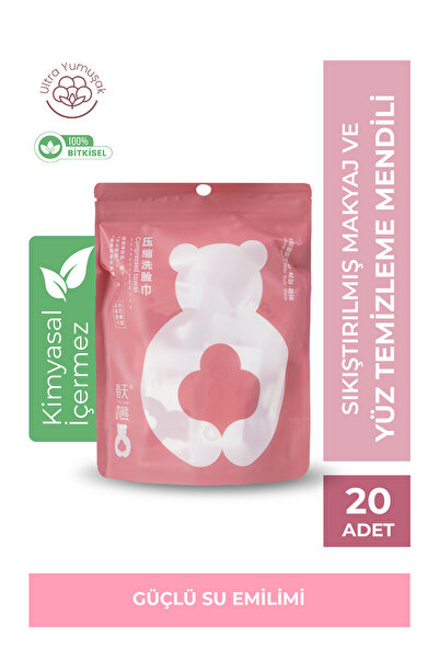 Spring bear Sıkıştırılmış Islanınca Büyüyen Sihirli Makyaj Ve Yüz Temizleme Mendili 20'li