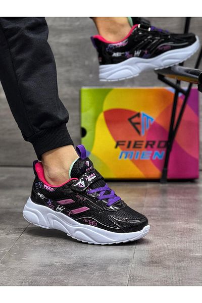 FIERO MIEN Girl's Black-Fuchsia Casual Sports Sneaker Shoes