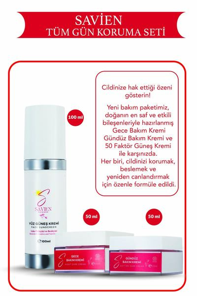 SAVIEN Leke Karşıtı Doğal Güneş Kremi & Yaşlanma Karşıtı Gece Gündüz Bakım Kr...