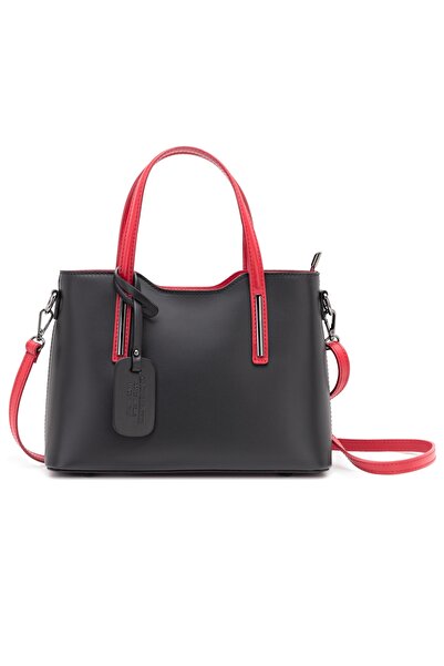 delis Γυναικεία Τσάντα Maila Gt903, Φυσικό Δέρμα, Μαύρο-Κόκκινο Μοντέλο