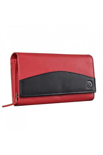 delis Women's Wallet, Bluma Pt1221, Genuine Leather, Red/Black
