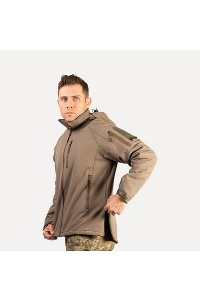 Wolftrap Tactical Khaki Softshell Coat 2036 Hooded 5 Pocket Water and Windproof Coat