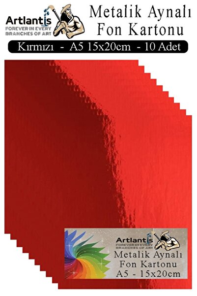 Artlantis Metalik Aynalı Fon Kartonu 10 lu A5 15x20 cm 1 Paket Okul Sınıf Dek...