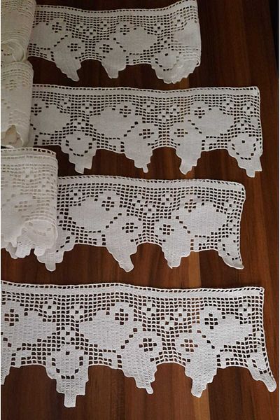İyisini İstersen Hand-Knitted Table Cover Edge, Sheet Edge, Curtain Edge Multi-Purpose Four Pieces Edge Laces