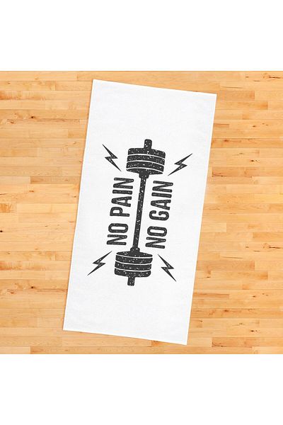Doruklar Home Collection No Pain No Gain Patterned Digital Printed Sports Towel Fitness Towel 80X160 Spr01
