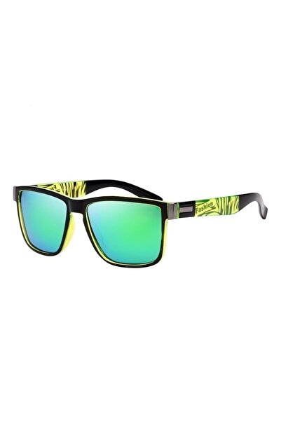PICADİLİ Ochelari de soare unisex pătrați lentile oglindă verzi, ramă neagră ...