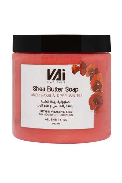 vai naturals صابون زبدة الشيا مع العكر الفاسي وماء الورد - ٥٠٠ مل | ترطيب يدو...