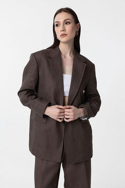 Antioch Brown 100% Linen Women's Blazer Jacket