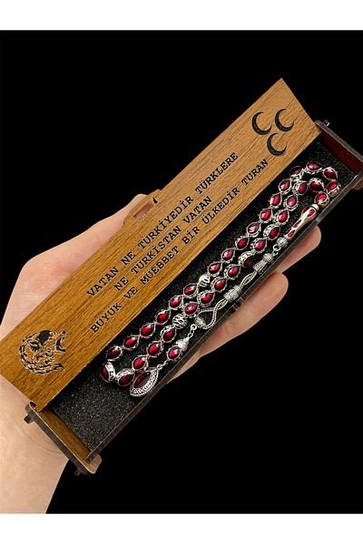 KANUNİ TESBİH Metal Red Enameled Rosary, Men's Rosary, Gift Rosary, Special Wooden Boxed Rosary, Special Rosary