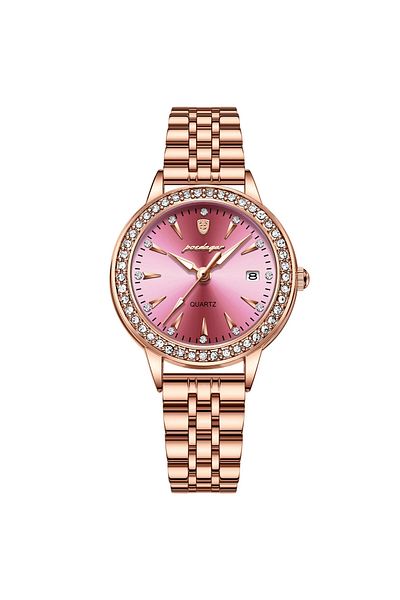 POEDAGAR Ceas De Dama Cs1676, Otel Inoxidabil, Rose Gold, Cadran Roz