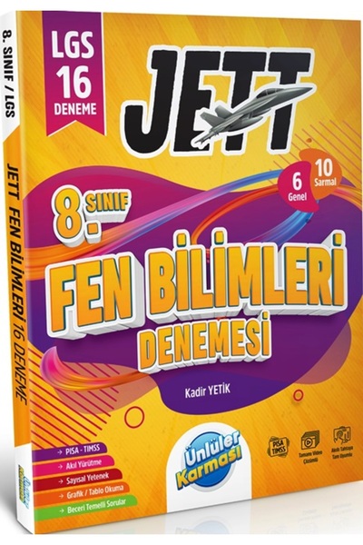 Ünlüler Karması Yayınları 8. Sınıf LGS Fen Bilimleri 16 Deneme JETT Serisi