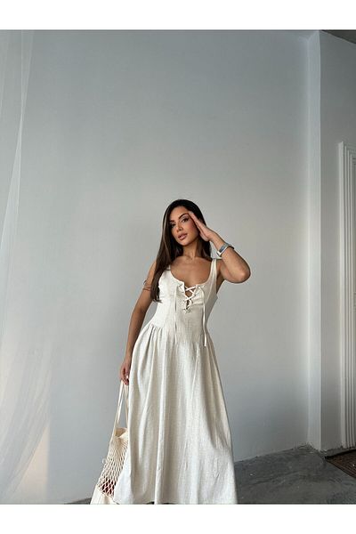 Ekim Store Rochie cu bretele cu dantelă în piept