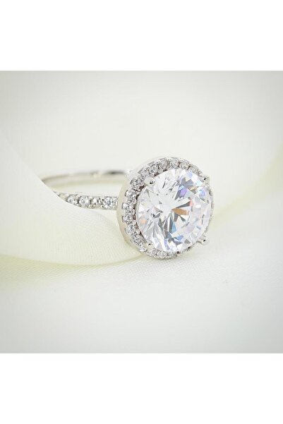 Mia Vento Effective Diamond 3 Karat Oval Gümüş Yüzük