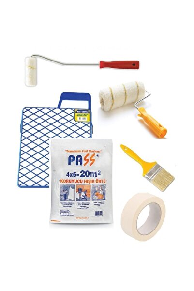 Burakyapı 6 Parça Boyacı Seti Fırça Rulo-fırça-ızgara-kağıt Bant-örtü-parmak ...