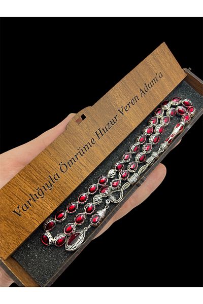 KANUNİ TESBİH Metal Red Enameled Rosary, Men's Rosary, Gift Rosary, Special Wooden Boxed Rosary, Special Rosary