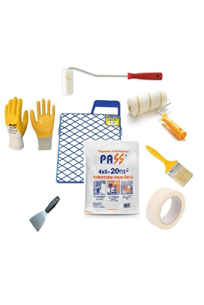 Burakyapı 8 Parça Boyacı Seti Rulo-fırça-ızgara-örtü-kağıt Bant-parmak Rulo-e...